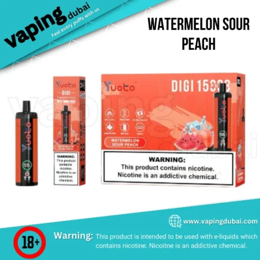 Yuoto DIGI 15000 Puffs Disposable Vape Watermelon Sour Peach